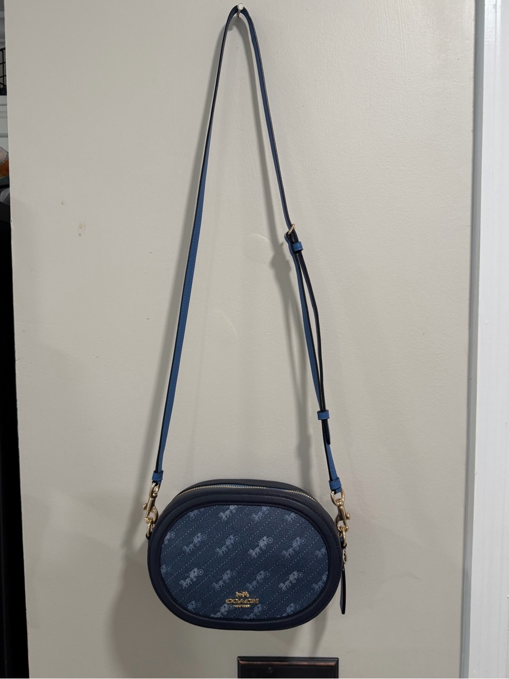 Coach Navy Carriage Pattern Camera Bag